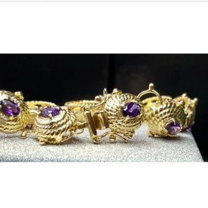 7.0 CTW Natural Amethyst Bracelet 8 inch